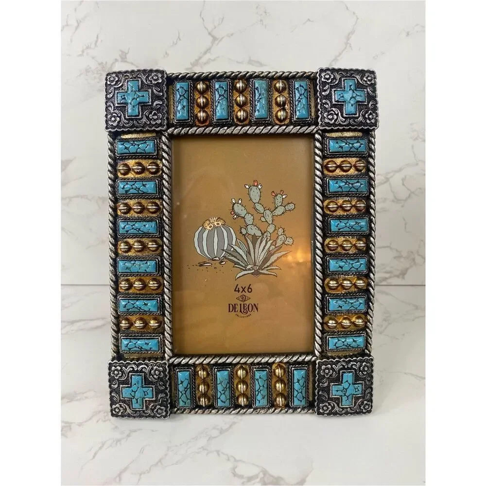 Turquoise & silver tone Southwest-Inspired 4x6 Photo Frame